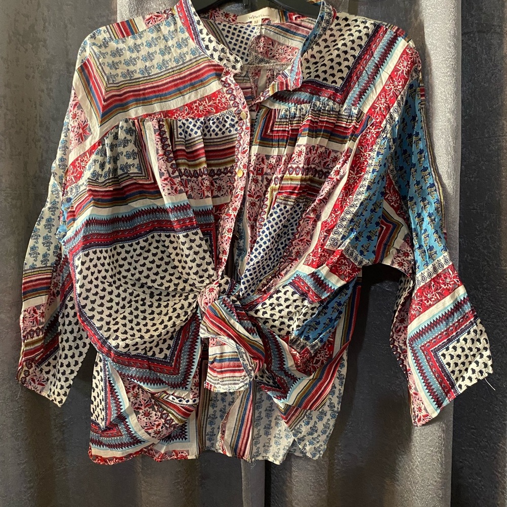 WinWin Multicolor Patchwork Button Down Shirt